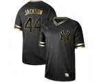 New York Yankees #44 Reggie Jackson Authentic Black Gold Fashion Baseball Jersey