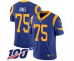Los Angeles Rams #75 Deacon Jones Royal Blue Alternate Vapor Untouchable Limited Player 100th Season Football Jersey