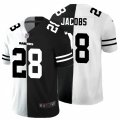 Oakland Raiders #28 Josh Jacobs Black White Limited Split Fashion Football Jersey