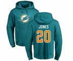 Miami Dolphins #20 Reshad Jones Aqua Green Name & Number Logo Pullover Hoodie