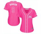 Women's Miami Marlins #9 Lewis Brinson Authentic Pink Fashion Cool Base Baseball Jersey