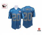 Detroit Lions #20 Barry Sanders Blue With 75 Anniversary Patch Authentic Throwback Football Jersey