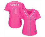 Women's New York Yankees #11 Brett Gardner Authentic Pink Fashion Cool Base Baseball Jersey