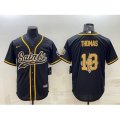 New Orleans Saints #13 Michael Thomas Black Team Big Logo With Patch Cool Base Stitched Baseball Jersey