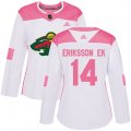 Women's Minnesota Wild #14 Joel Eriksson Ek Authentic White Pink Fashion NHL Jersey