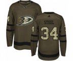 Anaheim Ducks #34 Sam Steel Authentic Green Salute to Service Hockey Jersey