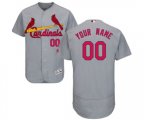 St. Louis Cardinals Customized Grey Road Flex Base Authentic Collection Baseball Jersey