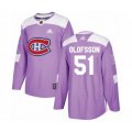 Montreal Canadiens #51 Gustav Olofsson Authentic Purple Fights Cancer Practice Hockey Jersey