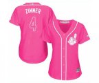 Women's Cleveland Indians #4 Bradley Zimmer Authentic Pink Fashion Cool Base Baseball Jersey