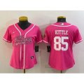 Women San Francisco 49ers #85 George Kittle Pink With Patch Cool Base Stitched Baseball Jersey