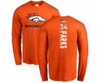 Denver Broncos #34 Will Parks Orange Backer Long Sleeve T-Shirt