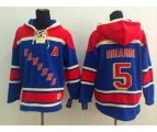 New York Rangers #5 Dan Girardi blue[pullover hooded sweatshirt patch A]