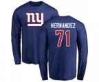 New York Giants #71 Will Hernandez Royal Blue Name & Number Logo Long Sleeve T-Shirt
