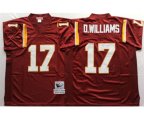 Washington Redskins #17 Doug Williams Red With 50TH Patch Authentic Throwback Football Jersey