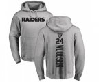 Oakland Raiders #24 Charles Woodson Ash Backer Pullover Hoodie