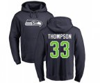Seattle Seahawks #33 Tedric Thompson Navy Blue Name & Number Logo Pullover Hoodie