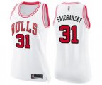 Women's Chicago Bulls #31 Tomas Satoransky Swingman White Pink Fashion Basketball Jersey
