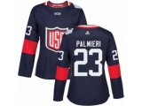Women Adidas Team USA #23 Kyle Palmieri Premier Navy Blue Away 2016 World Cup Hockey Jersey