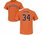 Houston Astros #34 Nolan Ryan Orange Name & Number T-Shirt