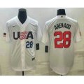 USA Baseball #28 Nolan Arenado Number 2023 White World Baseball Classic Replica Stitched Jerseys
