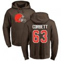 Cleveland Browns #63 Austin Corbett Brown Name & Number Logo Pullover Hoodie