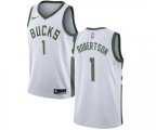 Milwaukee Bucks #1 Oscar Robertson Authentic White Home Basketball Jersey - Association Edition