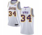 Los Angeles Lakers #34 Shaquille O'Neal Swingman White Basketball Jerseys - Association Edition