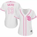 Women's San Diego Padres #13 Freddy Galvis Authentic White Fashion Cool Base MLB Jersey