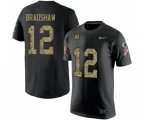 Pittsburgh Steelers #12 Terry Bradshaw Black Camo Salute to Service T-Shirt