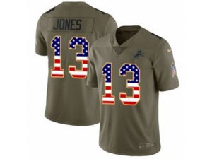 Detroit Lions #13 T.J. Jones Limited Olive USA Flag Salute to Service NFL Jersey