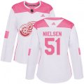 Women's Detroit Red Wings #51 Frans Nielsen Authentic White Pink Fashion NHL Jersey
