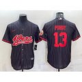 San Francisco 49ers #13 Brock Purdy Black Pinstripe With Patch Cool Base Stitched Baseball Jersey