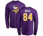 Minnesota Vikings #84 Randy Moss Purple Name & Number Logo Long Sleeve T-Shirt