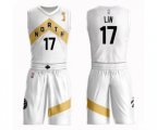 Toronto Raptors #17 Jeremy Lin Swingman White 2019 Basketball Finals Champions Suit Jersey - City Edition