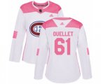 Women Montreal Canadiens #61 Xavier Ouellet Authentic White Pink Fashion NHL Jersey