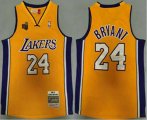 Los Angeles Lakers #24 Kobe Bryant Yellow Champion Patch 2009-10 Hardwood Classics Soul Swingman Throwback Jersey