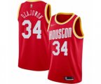Houston Rockets #34 Hakeem Olajuwon Swingman Red Hardwood Classics Finished Basketball Jersey