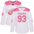 Women's Detroit Red Wings #93 Johan Franzen Authentic White Pink Fashion NHL Jersey