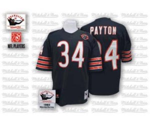 Mitchell and Ness Chicago Bears #34 Walter Payton Blue Team Color Big Number With Bear Patch Authentic Throwback Football Jersey