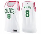 Women's Boston Celtics #8 Kemba Walker Swingman White Pink Fashion Basketball Jersey