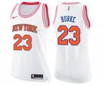 Women's New York Knicks #23 Trey Burke Swingman White Pink Fashion Basketball Jersey