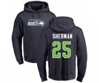 Seattle Seahawks #25 Richard Sherman Navy Blue Name & Number Logo Pullover Hoodie