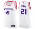 Women's Sacramento Kings #21 Vlade Divac Swingman White Pink Fashion Basketball Jersey