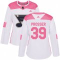 Women St. Louis Blues #39 Nate Prosser Authentic White Pink Fashion NHL Jersey