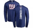 New York Giants #71 Will Hernandez Royal Blue Backer Long Sleeve T-Shirt
