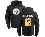 Pittsburgh Steelers #12 Terry Bradshaw Black Name & Number Logo Pullover Hoodie