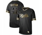 Cincinnati Reds #41 Tom Seaver Authentic Black Gold Fashion Baseball Jersey