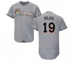 Miami Marlins #19 Miguel Rojas Grey Road Flex Base Authentic Collection Baseball Jersey