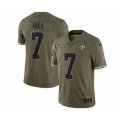 New Orleans Saints #7 Taysom Hill 2022 Olive Salute To Service Limited Stitched Jersey