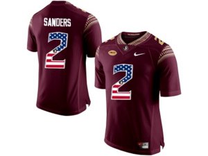 2016 US Flag Fashion-2016 Men\'s Florida State Seminoles Deion Sanders #2 College Football Limited Jersey - Red
